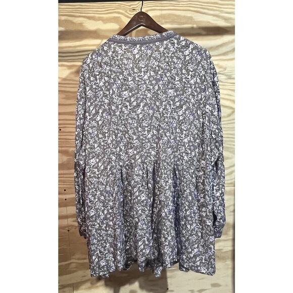 Woman Within Floral Button Down Blouse Top Green Size 3X Flowy Cottage Prairie - Picture 2 of 11